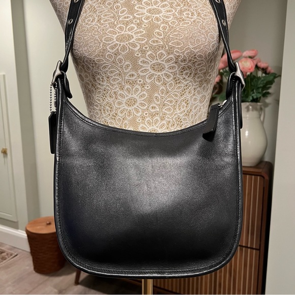 SOLD VINTAGE COACH Black Leather & Nickle Hardware Janice Legacy Bag #9959 - Picture 4 of 13